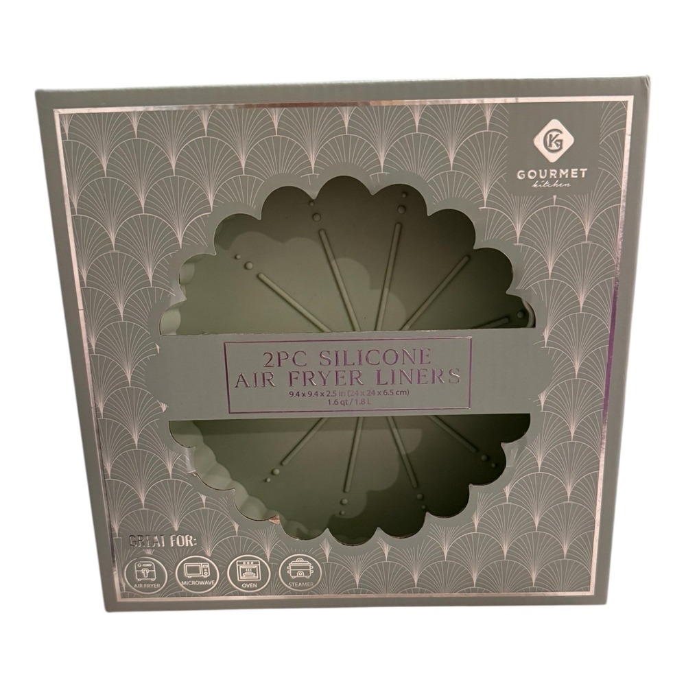 Gourmet Kitchen 2 Piece Silicone Air Fryer Liners Reusable Round Baking Mats